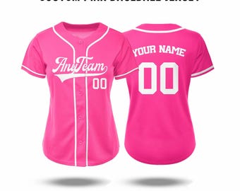 Custom Pink Baseball Jersey, personalization Embroidered Name & Number, Cheer Baseball Shirt for MOM Women