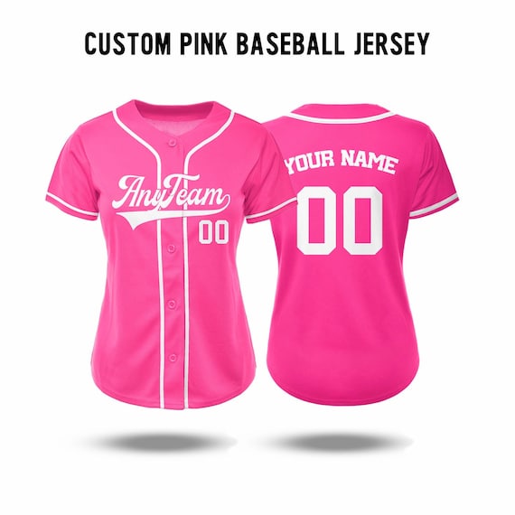 Custom Pink Baseball Jersey, personalization Embroidered Name & Number, Cheer Baseball Shirt for MOM Women