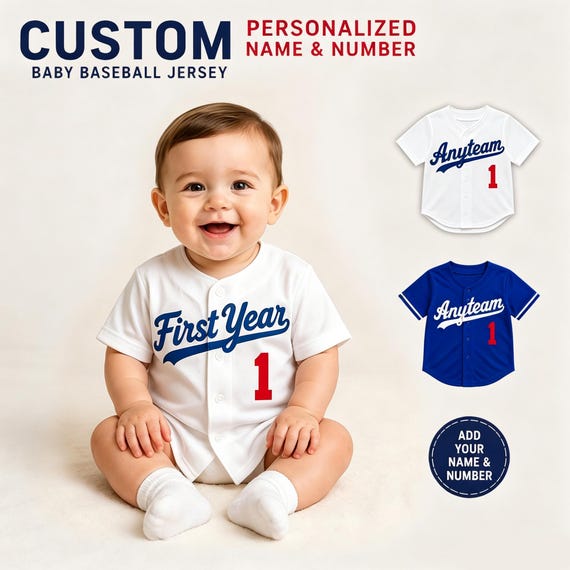 Personalized Baby Baseball Jersey | Custom Name & Number Infant Jersey | 6–36 Months | Game Day Outfit | Matching Family Jerseys Available