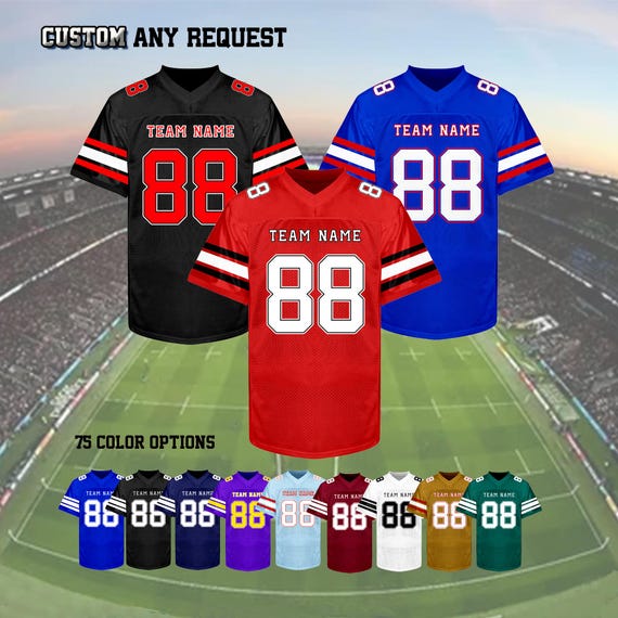 Custom Embroidered football jersey: Personalized Name Number Logo -Team Uniform for Aldult kids, gift for him