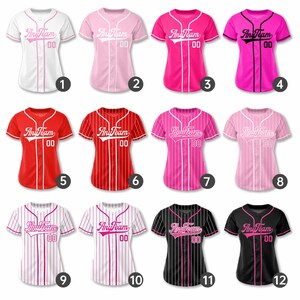 Custom Pink Baseball Jersey, personalization Embroidered Name & Number, Cheer Baseball Shirt for MOM Women image 2
