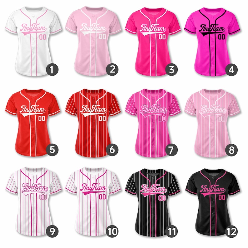 Custom Pink Baseball Jersey, personalization Embroidered Name & Number, Cheer Baseball Shirt for MOM Women image 2