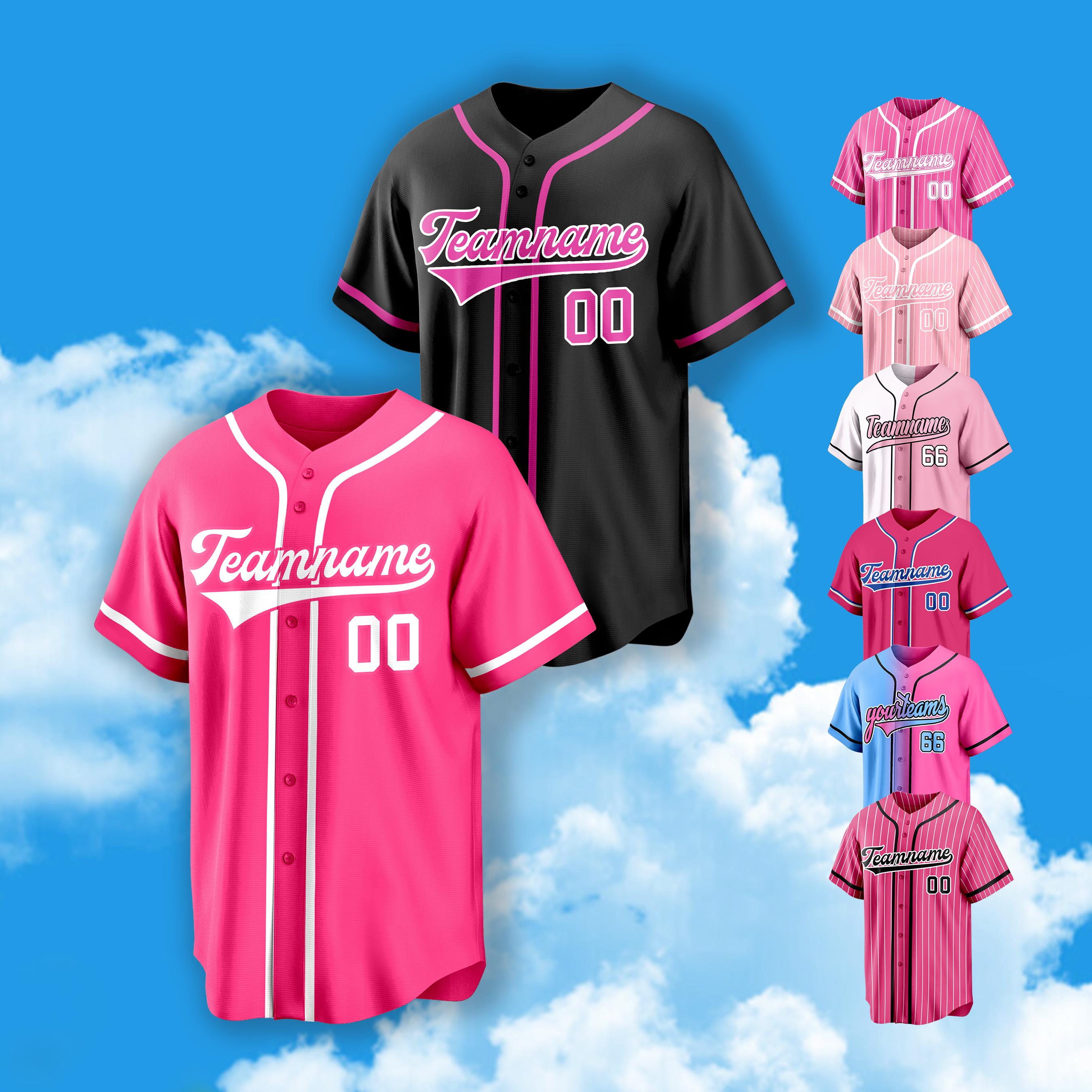 Custom Pink Baseball Jersey: Personalized Name & Number, Embroidered Option