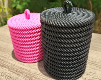 Decorative Plastic Storage Containers – Twisted Rope Design Jars with Lids