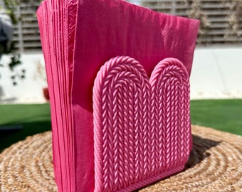 Vertical Rope Napkin Holder: Rustic Kitchen Counter Organizer