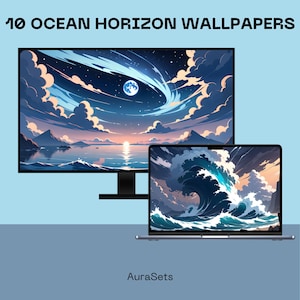 Ocean Horizon Wallpaper Pack: Dreamy Seaside Desktop Backgrounds (Digital Download)