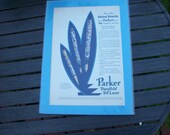 Vintage Antique Magazine Advertising with Light Cardboard and Plastic Covering Parker Pens Duofold De Luxe