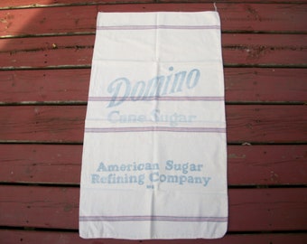 Vintage Linen Domino Sugar American Sugar Refining Company Bag M-B Woven Stripes