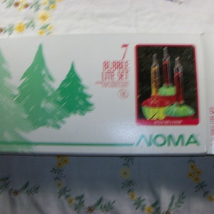 Vintage Noma 7 Bubble Lite Set in Original Box Christmas Tree Garland Ornaments