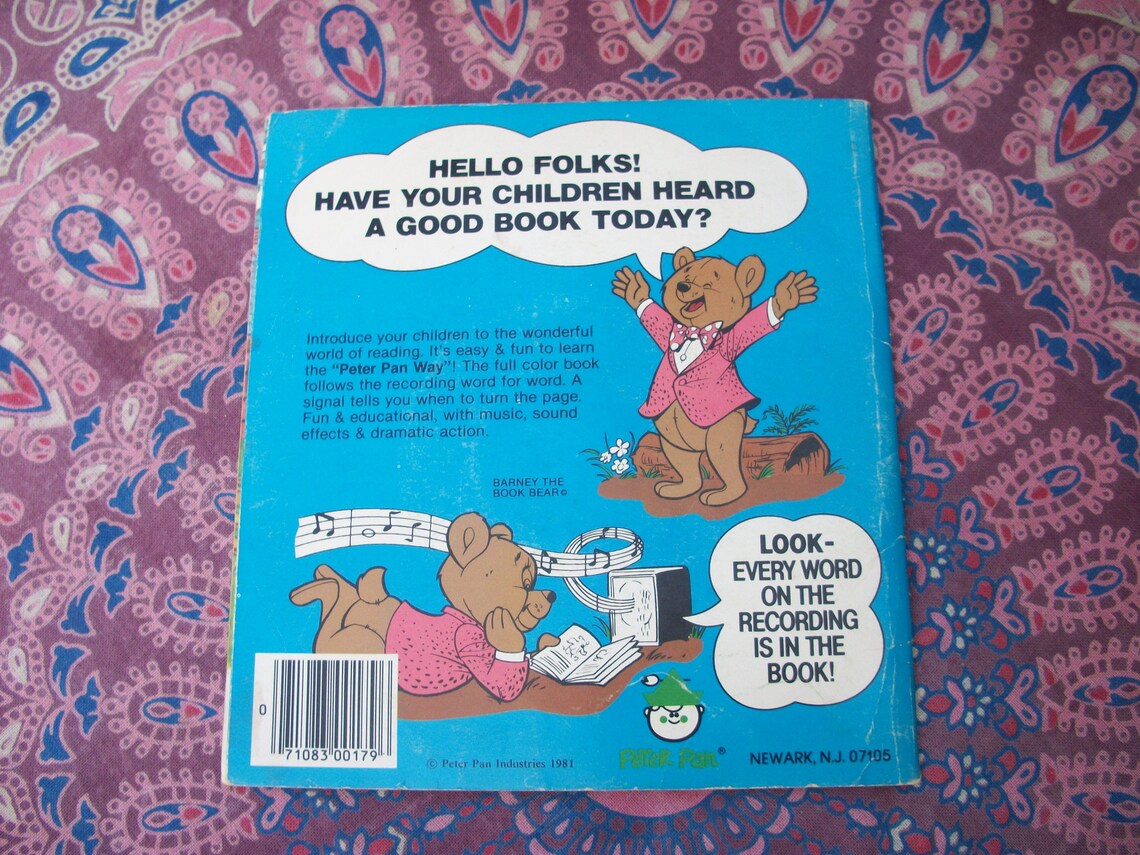 Vintage Barney the Book Bear Peter Pan Hear and Read Book Etsy