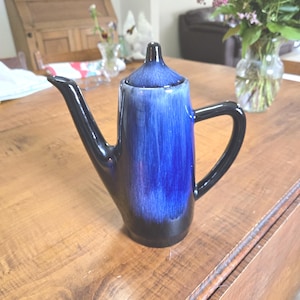 Vintage Blue Mountain Pottery Coffee Pot Deep Blue Drip Glaze