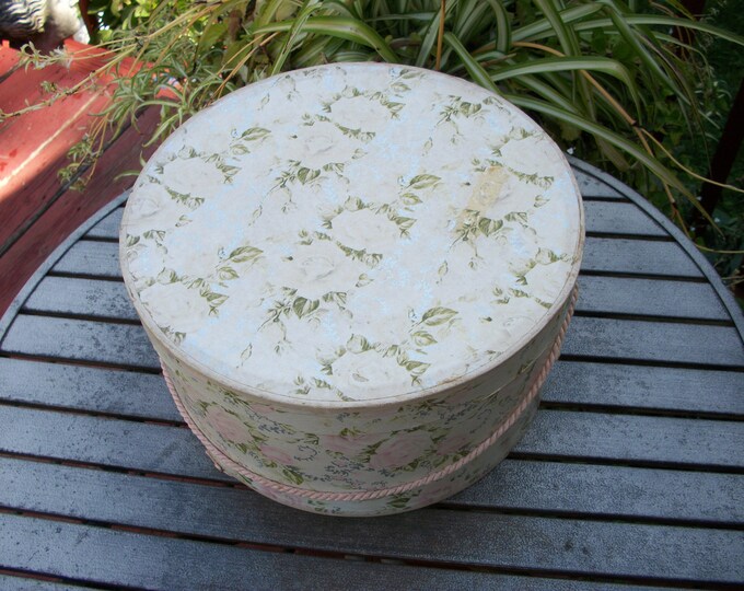 Vintage Cardboard Faded Pink Roses Hat Box 12 by 6 1/2 Pink Roses ...