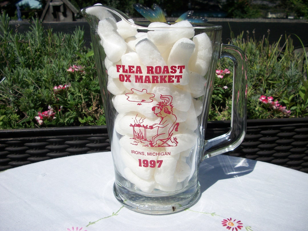 Vintage Flea Roast Ox Market Heavy Duty Beer Pitcher From Irons
