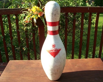 Vintage ABC Approved Plastic Coated Amflite II AMF Bowling Pin Wood Core Man Cave Bar Display