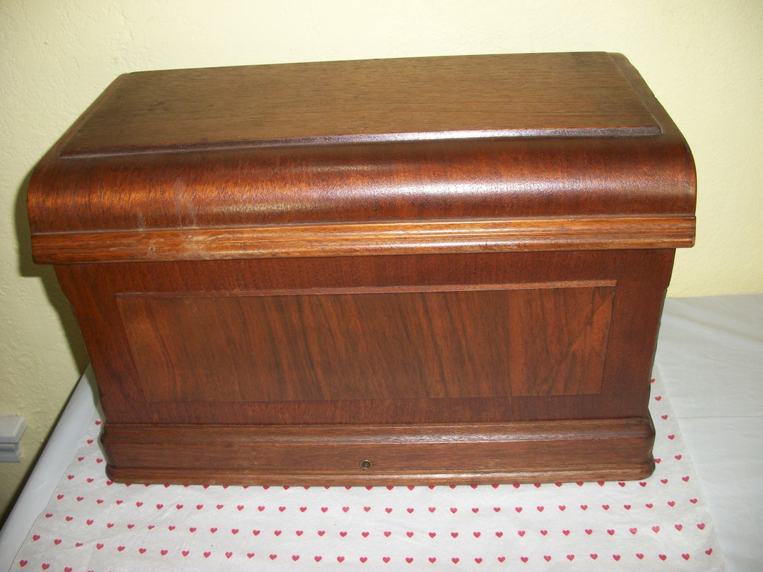 Vintage Antique Wood Treadle Sewing Machine Coffin Style Cover Etsy