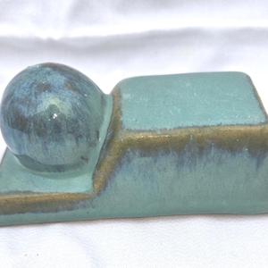 Vintage Glazed Green Ceramic Pot Foot Planter Riser