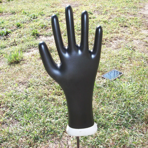 Vintage Beautiful Painted Black Shinko Porcelain Hand Glove Mold Display Jewelry Mannequin Industrial XXL