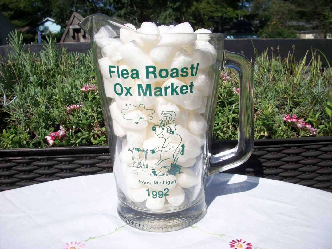 Vintage Flea Roast Ox Market Heavy Duty Beer Pitcher From Irons