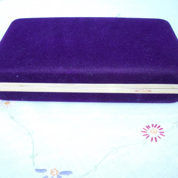 Vintage Purple with Gold Trim Travel Jewelry Box Case 3 Snap On Bags Inside