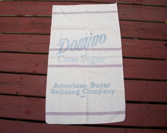 Vintage Linen Domino Sugar American Sugar Refining Company Bag M-B Woven Stripes