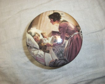 Vintage Edwin M. Knowles Fine China Norman Rockwell Series Numbered Music Box "A Mother's Lullaby" #L623A Dated 1991