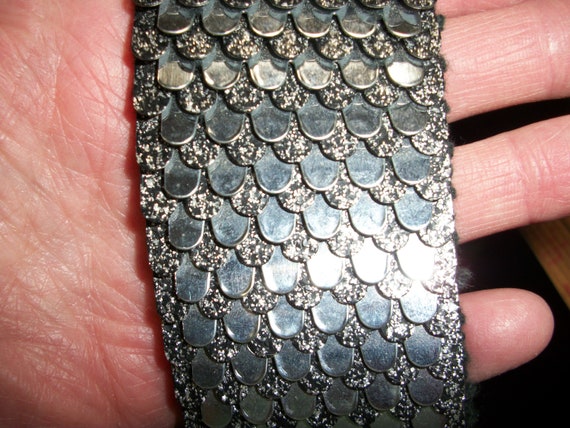 Vintage Stretch Elastic Stretchy Metal Scalloped … - image 8