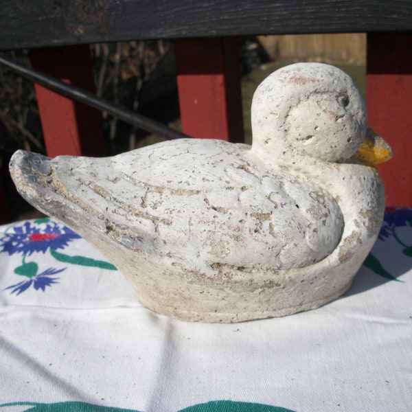 Vintage Cement Baby Duck Duckling Yard Ornament Outdoors Bird Animal