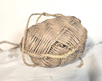 Vintage Handmade Woven Carrying Basket