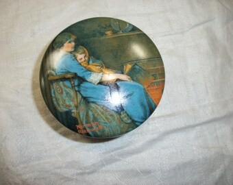 Vintage Edwin M. Knowles Fine China Norman Rockwell Series Numbered Music Box "Sweet Dreams" #401A Dated 1992