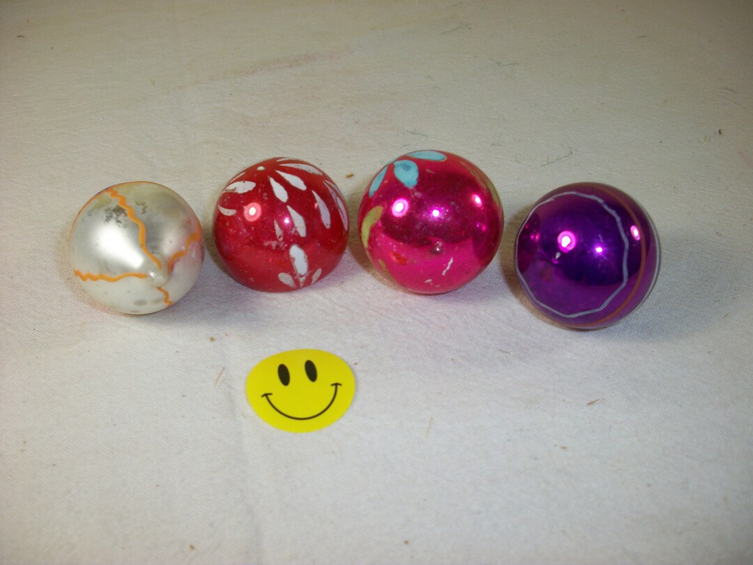 Vintage Set of 4 Painted Glass Miniature Ornaments 3 Marked Etsy