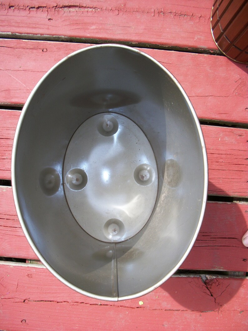 Vintage Plain Black Metal Outside Gold Inside Wastebasket Trash Can