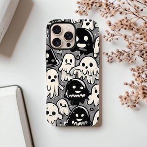 Ghost Pattern Phone Case / Spooky Halloween Aesthetic Phone Cover / iPhone 16 15 14 13 12 11 Pro Max & Samsung Galaxy S25 S24 S23 S22 S21