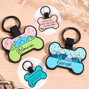 Bone Shaped Silent Silicone Dog Tag,Silicone Dog Tag,Engraved Pet ID Tag,Dog Tags for Dogs,Custom Collar Name Tag,Dog Cat ID Tags,Dog ID Tag
