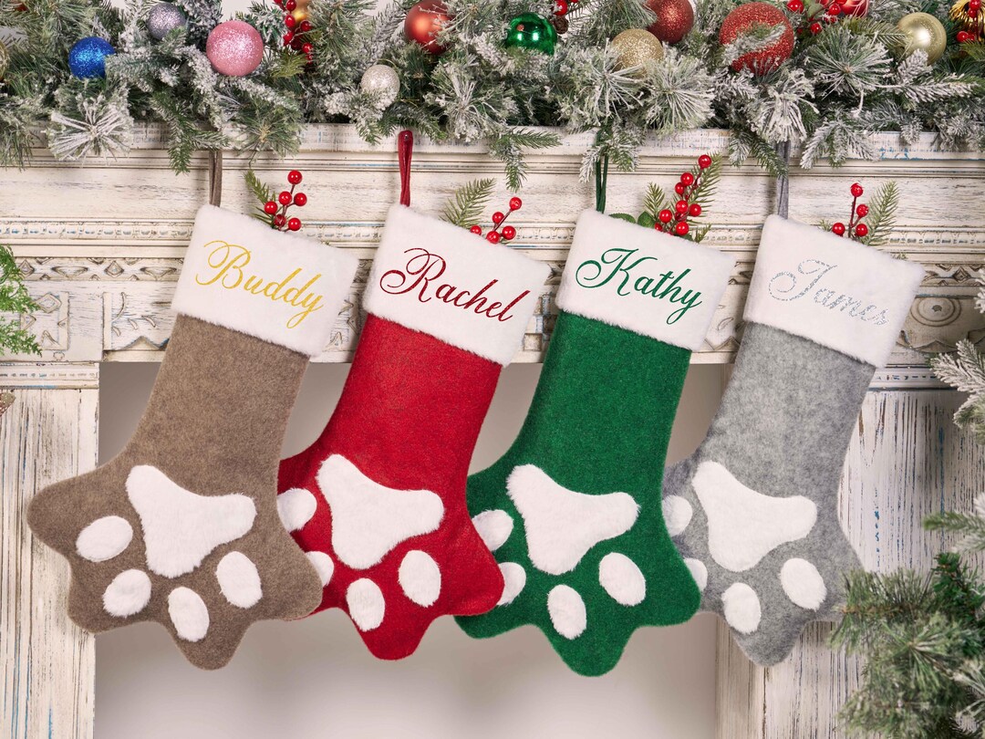 Personalized Paw Christmas Stocking, Pet Stockings, Christmas Candy ...