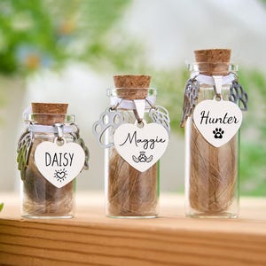 Personalized Pet Fur Memorial Jar Pet Hair Memorial Keepsake Custom Pet Fur Jar Dog Rememberance Gift Dog Cat Memorial Gifts Pet Loss Gifts