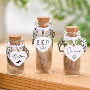 Pet Fur Jar Personalized Pet Fur Keepsake Jar Custom Pet Hair Memorial Jar Pet Loss Gifts Rainbow Bridge Gift Pet Rememberance Gifts