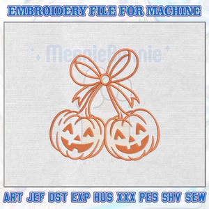 Pumpkin Cherry Coquette Embroidery Machine Files, Autumn Girly Embroidery, Halloween Fall PES, Halloween Day, Fall Vibes, 5 sizes