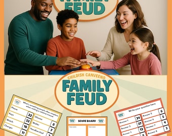 Printable Family Feud Game | Editable Canva Template (Digital Download)