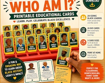 Black History "Who Am I?" Game | Printable Educational Cards (Instant Download) Guess Who