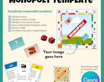 Editable Property Trading Board Game Template | Personalised Family Game Night Gift | Canva Digital Download