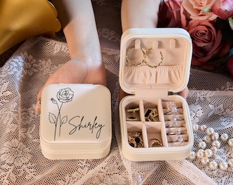 Bridesmaid Gift Box,Bridal Shower Party,Travel Jewelry Case,Personalized Jewelry Box For Women,Bridesmaid Gift Box For Her,Thank You Gift