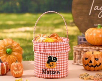 Halloween Basket, Trick or Treat Bag, Personalized Halloween Basket, Custom Name Halloween Bag, Candy Gift Bucket, Halloween Gifts For Kids