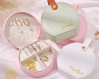 Bridesmaid Gifts Box, Custom Leather Jewelry Box, Personalized Jewelry Travel Case, Wedding Jewelry Box, Bridal Party Gifts,Anniversary Gift