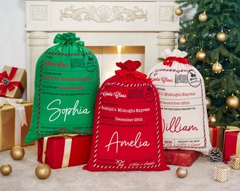 Personalized Large Santa Sack, 2025 Christmas Gift Bag, Family Santa Sack with Name, Christmas Gifts for Kid, Large Santa Bag, Holiday Decor