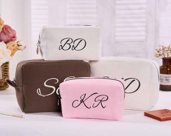 Personalized Bridesmaid Makeup Bag,Embroidered Name Makeup Bag,Custom Makeup Bag, Monogramed Cosmetic Bag,Bridal Party Gift,Bridesmaid Gifts