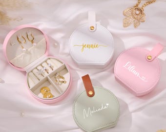 Personalized Name Jewelry Box, Custom Travel Jewelry Case, Wedding Jewelry Organizer, Bridal Party Gifts,Bridesmaids Gifts, Mom Sister Gifts