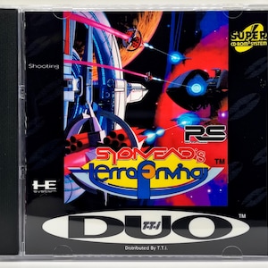 May include: A CD-ROM case featuring the game "SOMEND'S Terraforming". The cover art depicts a space battle scene with spaceships, lasers, and planets in shades of red, blue, and white. The game title is in a stylized font with a yellow and blue gradient.