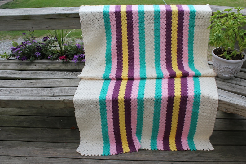 Crochet Throw Blanket Pastel Colors. Spring Bedding Blanket Etsy
