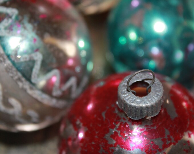 Vintage Christmas Bulbs Set of 10 Glitter Design Etsy