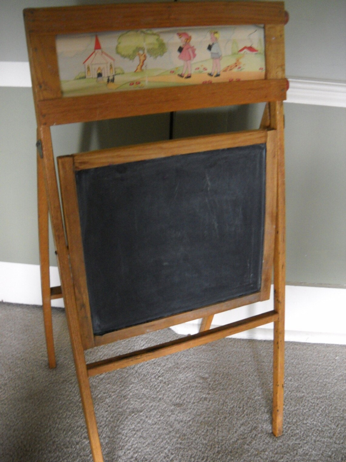 Childs Chalkboard Easel Vintage 1940s Etsy